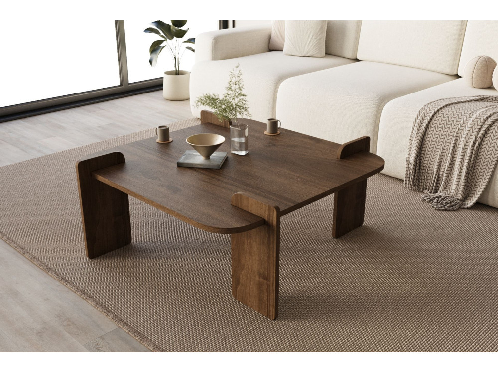 Mesa baja de madera "Woog" 90 x 90 x 35 cm - Nogal