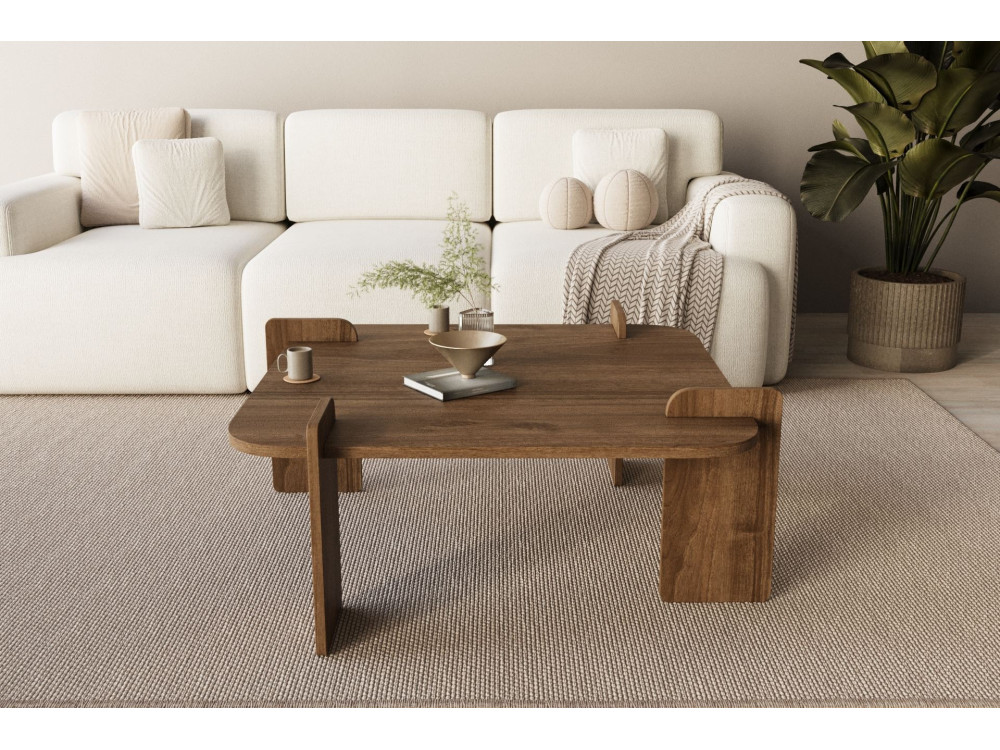 Mesa baja de madera "Woog" 90 x 90 x 35 cm - Nogal