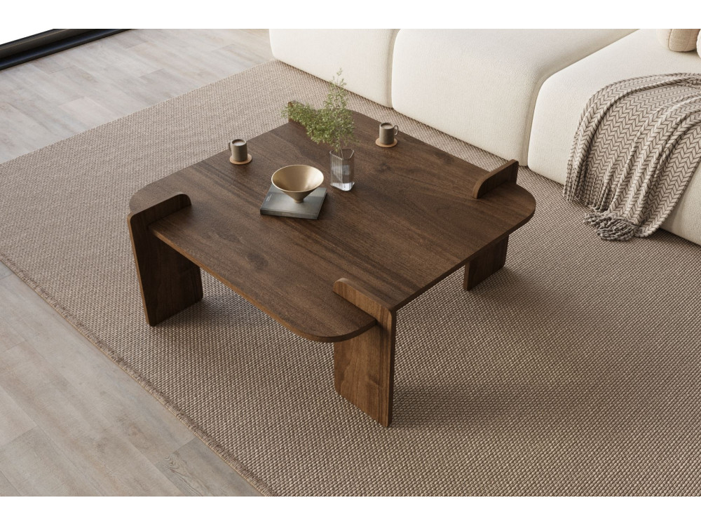 Mesa baja de madera "Woog" 90 x 90 x 35 cm - Nogal