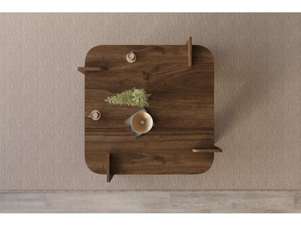 Mesa baja de madera "Woog" 90 x 90 x 35 cm - Nogal