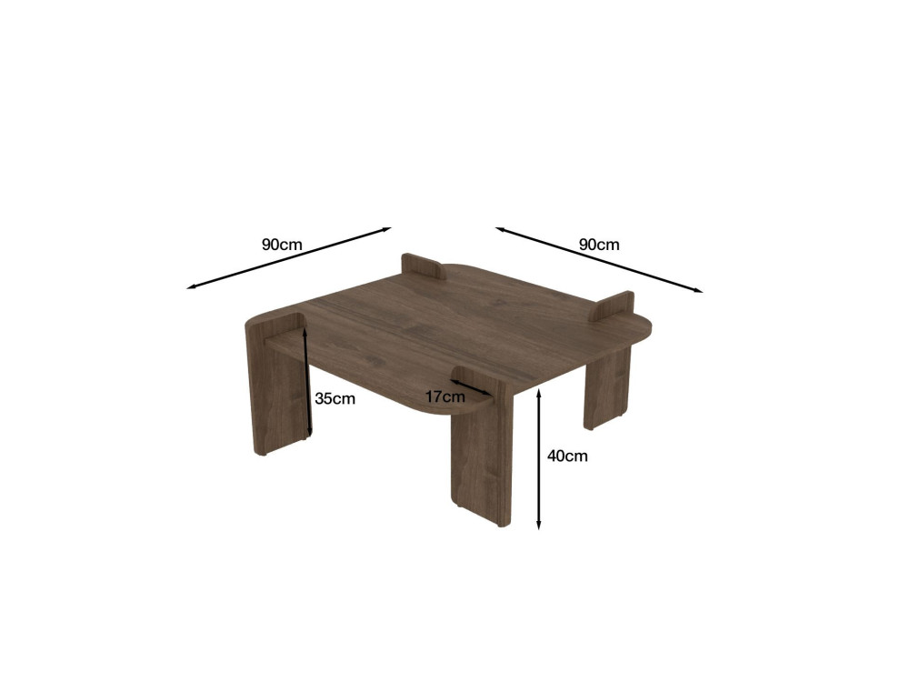 Mesa baja de madera "Woog" 90 x 90 x 35 cm - Nogal