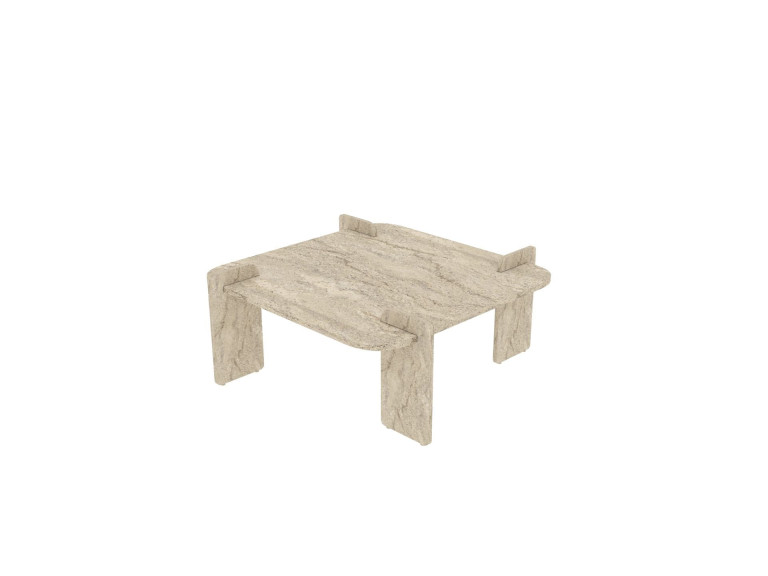 Mesa baja de madera "Woog" 90 x 90 x 35 cm - Travertino