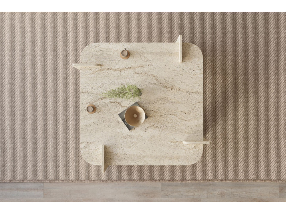 Mesa baja de madera "Woog" 90 x 90 x 35 cm - Travertino