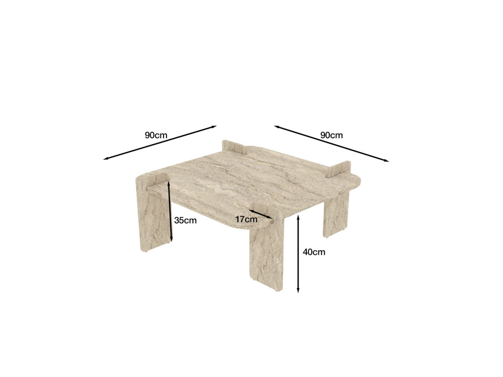 Mesa baja de madera "Woog" 90 x 90 x 35 cm - Travertino