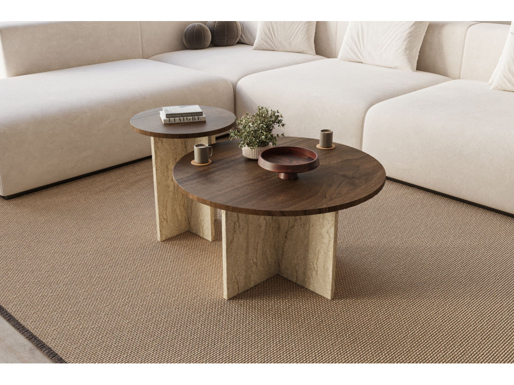 Juego de mesa baja de madera "Private" 70 x 70 x 40 cm - Nogal