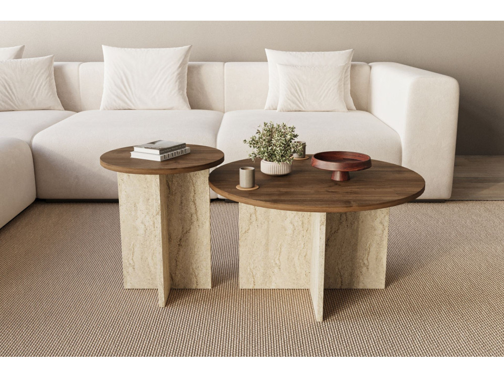 Juego de mesa baja de madera "Private" 70 x 70 x 40 cm - Nogal