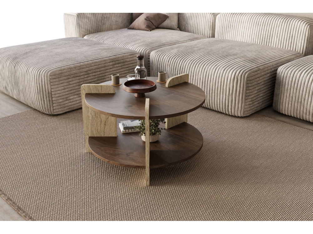 Mesa baja de madera "Oalla" 70 x 70 x 45 cm - Nogal