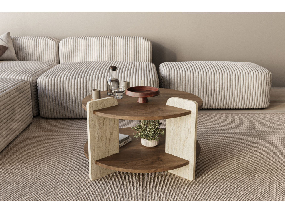 Mesa baja de madera "Oalla" 70 x 70 x 45 cm - Nogal