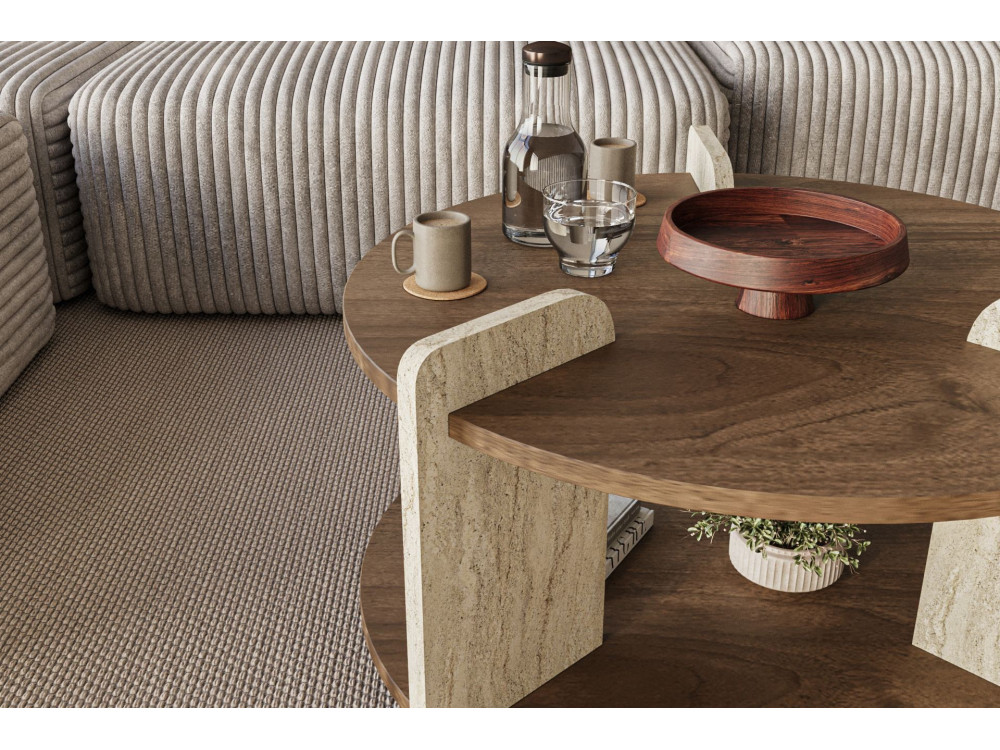 Mesa baja de madera "Oalla" 70 x 70 x 45 cm - Nogal