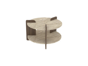 Mesa baja de madera "Oalla" 70 x 70 x 45 cm - Travertino