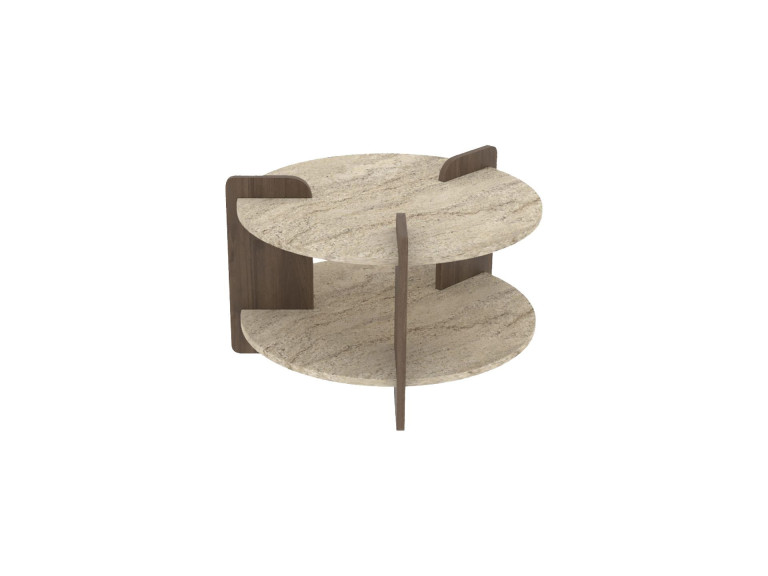 Mesa baja de madera "Oalla" 70 x 70 x 45 cm - Travertino
