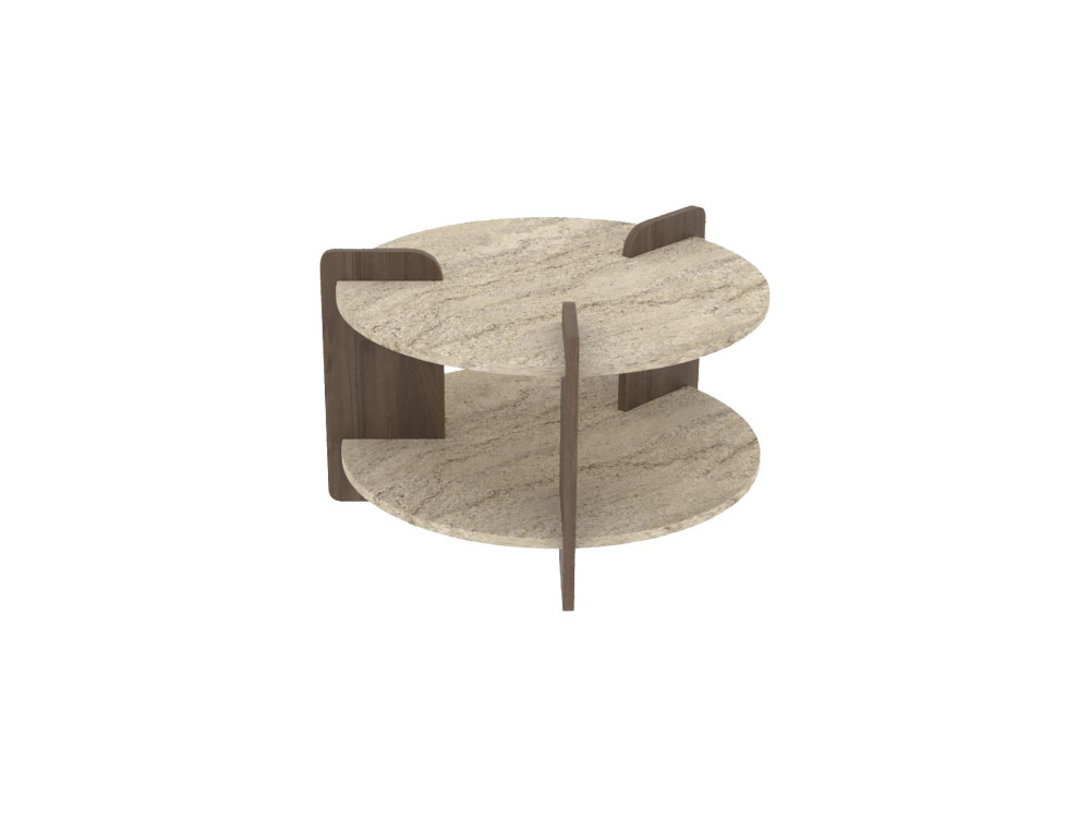 Mesa baja de madera "Oalla" 70 x 70 x 45 cm - Travertino