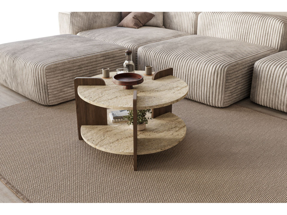 Mesa baja de madera "Oalla" 70 x 70 x 45 cm - Travertino