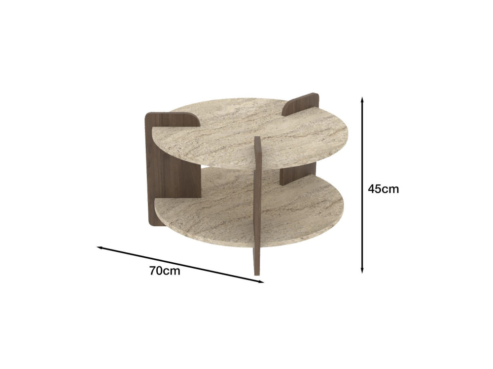 Mesa baja de madera "Oalla" 70 x 70 x 45 cm - Travertino