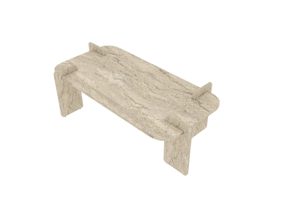 Mesa baja de madera "Lovge" 120 x 60 x 35 cm - Travertino