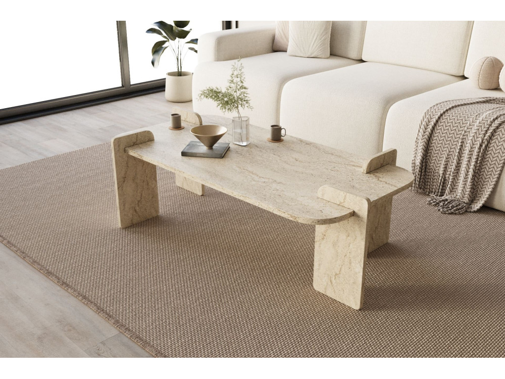 Mesa baja de madera "Lovge" 120 x 60 x 35 cm - Travertino