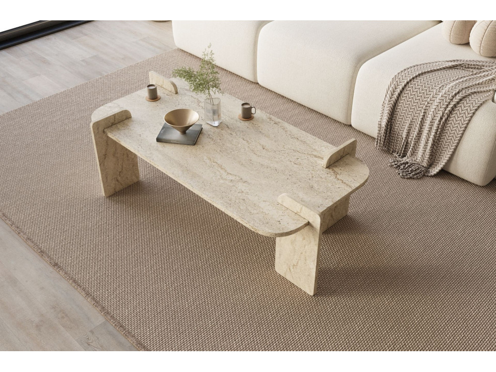 Mesa baja de madera "Lovge" 120 x 60 x 35 cm - Travertino