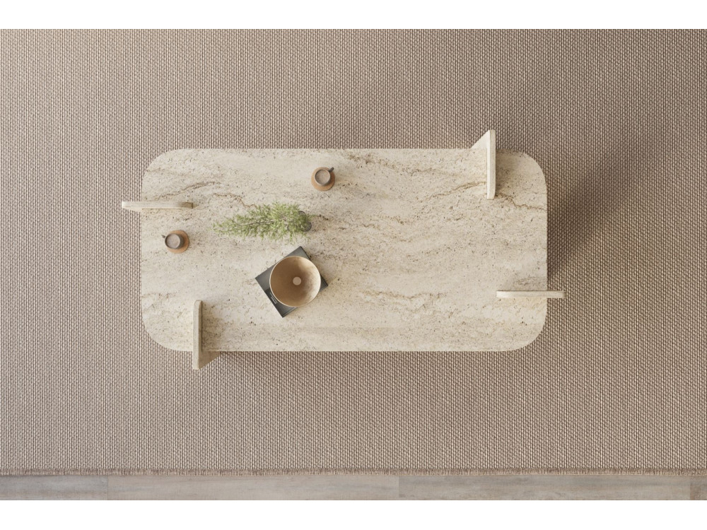 Mesa baja de madera "Lovge" 120 x 60 x 35 cm - Travertino