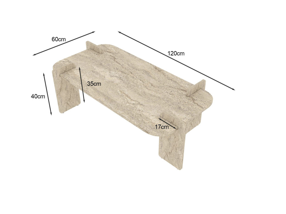Mesa baja de madera "Lovge" 120 x 60 x 35 cm - Travertino