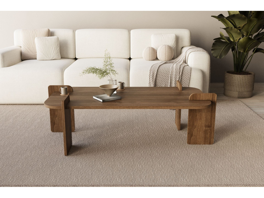 Mesa baja de madera "Lovge" 120 x 60 x 35 cm - Nogal