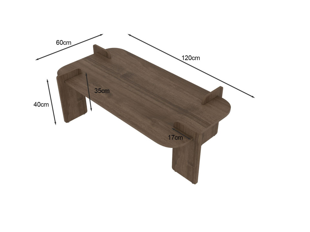Mesa baja de madera "Lovge" 120 x 60 x 35 cm - Nogal