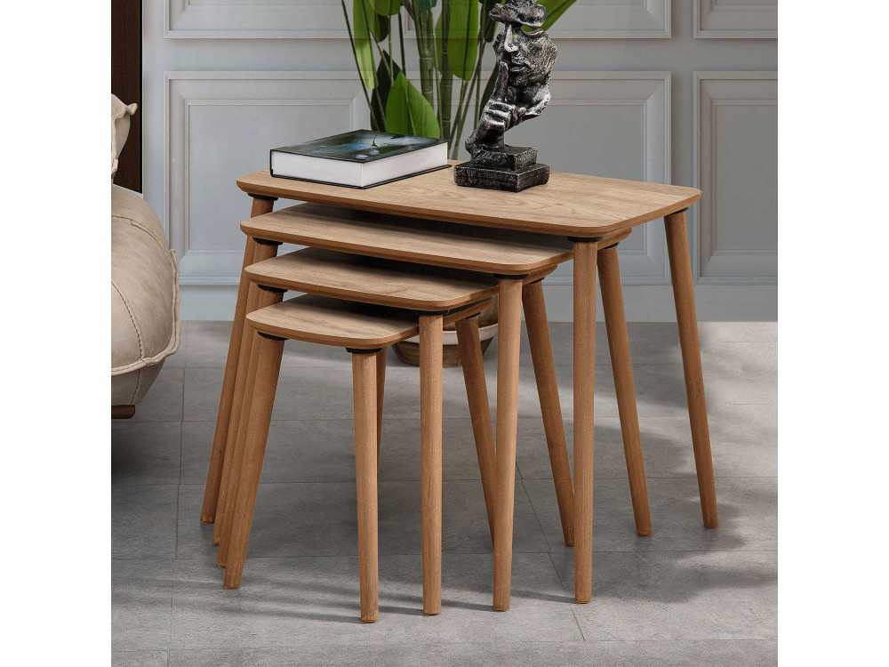 Mesa nido de madera "Luci" 4 piezas 70 x 40 x 55 cm - Roble