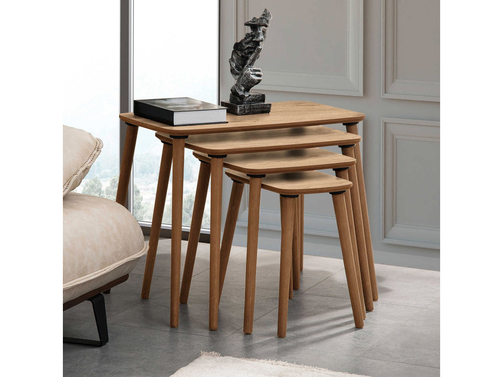 Mesa nido de madera "Luci" 4 piezas 70 x 40 x 55 cm - Roble