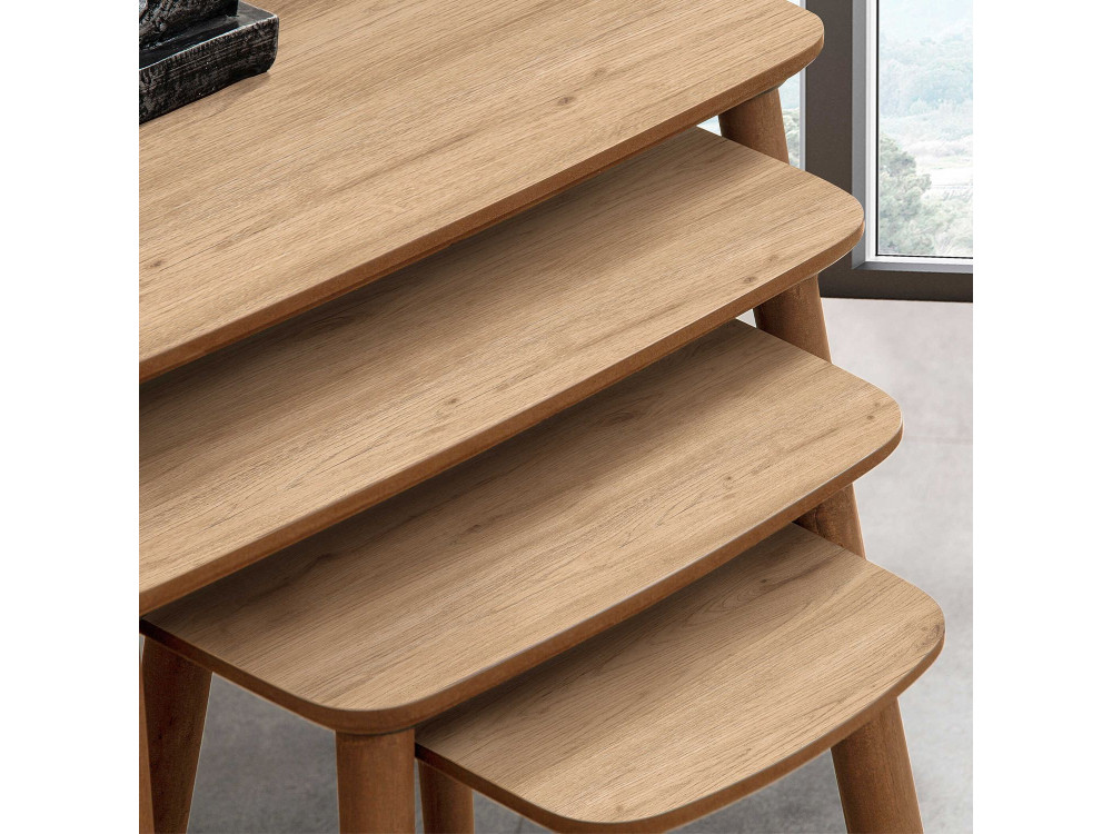 Mesa nido de madera "Luci" 4 piezas 70 x 40 x 55 cm - Roble