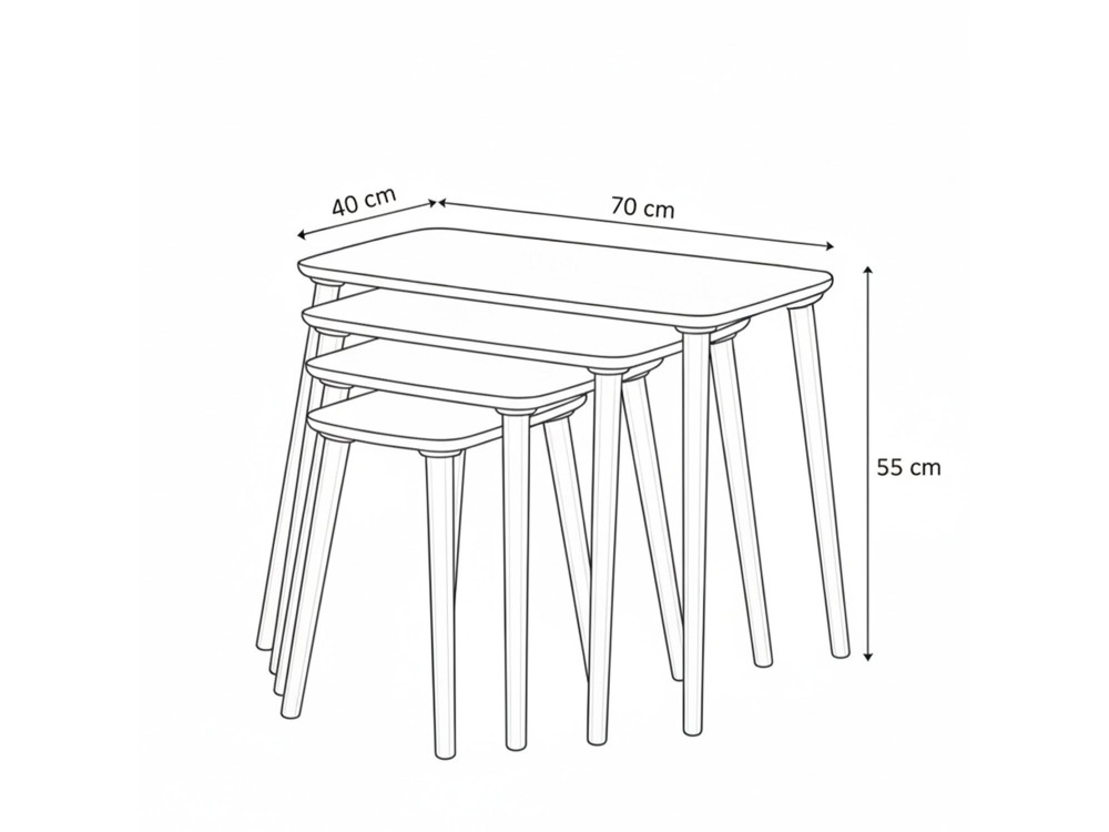 Mesa nido de madera "Luci" 4 piezas 70 x 40 x 55 cm - Roble