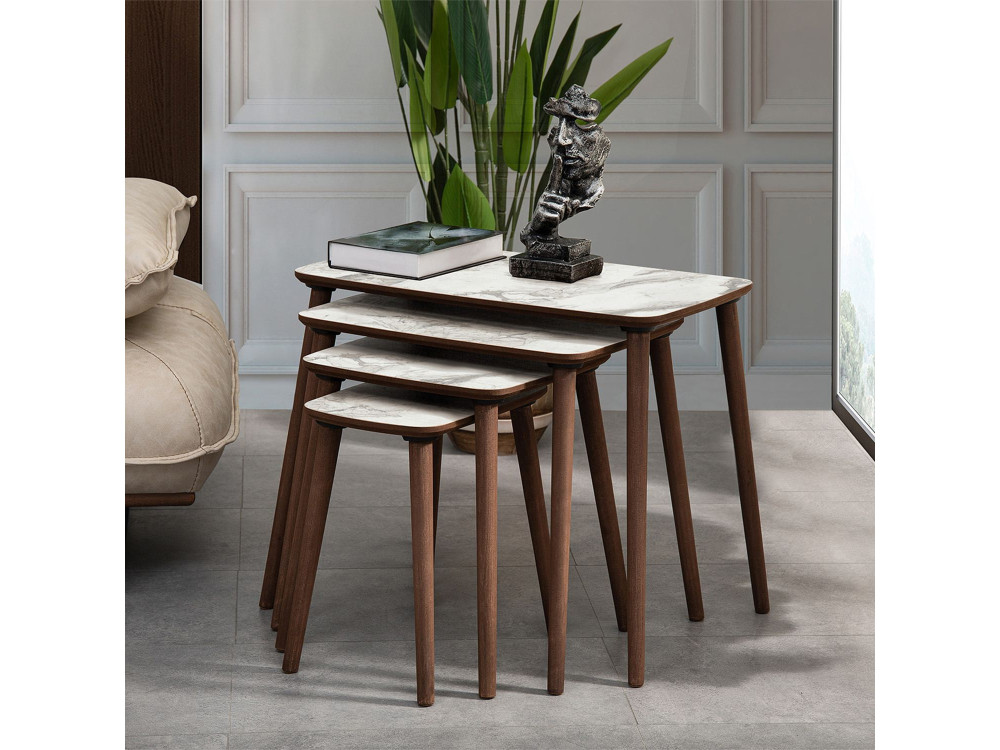 Mesa nido de madera "Luci" 4 piezas 70 x 40 x 55 cm - Blanco