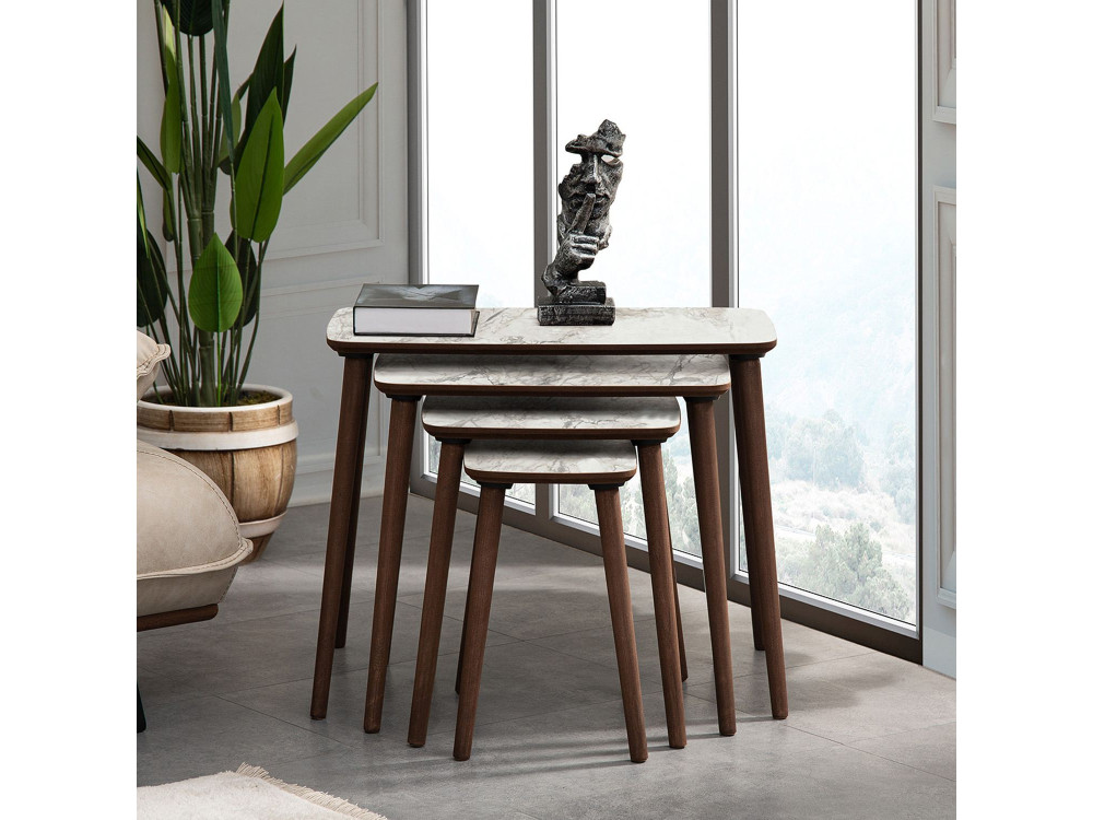 Mesa nido de madera "Luci" 4 piezas 70 x 40 x 55 cm - Blanco