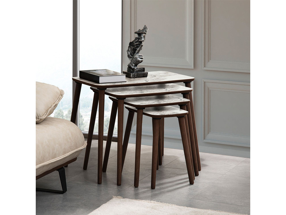 Mesa nido de madera "Luci" 4 piezas 70 x 40 x 55 cm - Blanco
