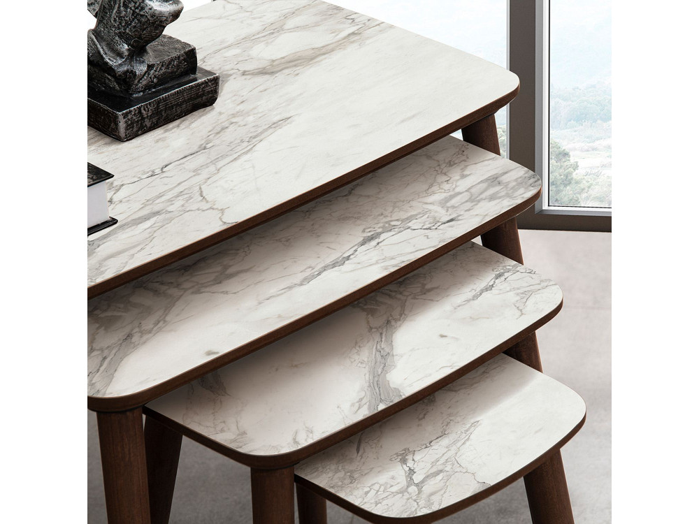 Mesa nido de madera "Luci" 4 piezas 70 x 40 x 55 cm - Blanco