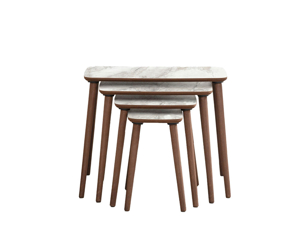 Mesa nido de madera "Luci" 4 piezas 70 x 40 x 55 cm - Blanco