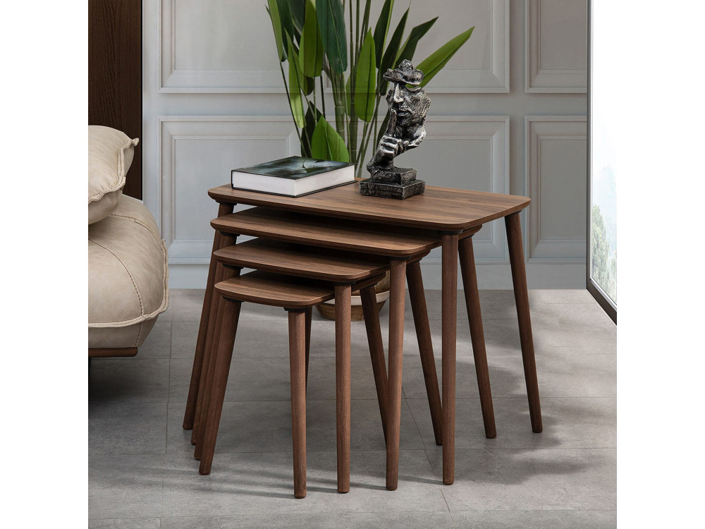 Mesa nido de madera "Luci" 4 piezas 70 x 40 x 55 cm - Nogal