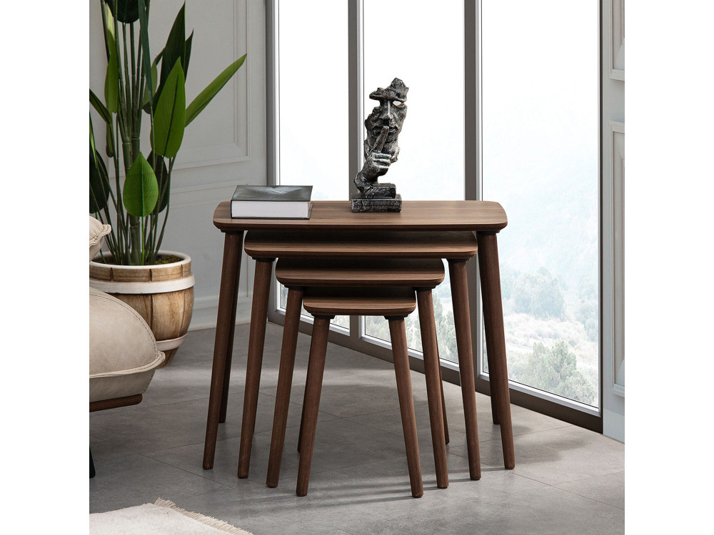 Mesa nido de madera "Luci" 4 piezas 70 x 40 x 55 cm - Nogal