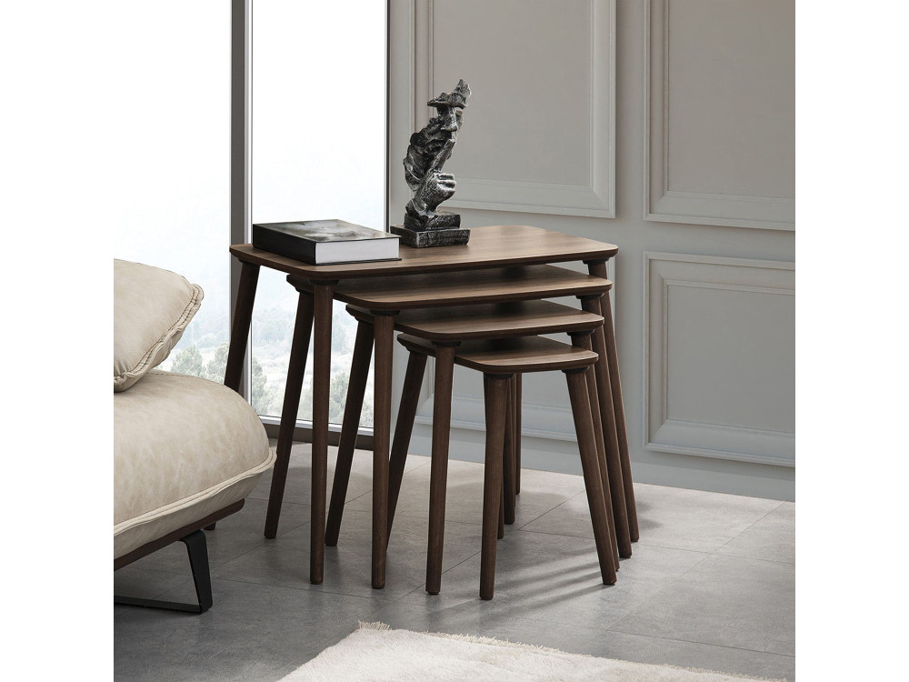 Mesa nido de madera "Luci" 4 piezas 70 x 40 x 55 cm - Nogal