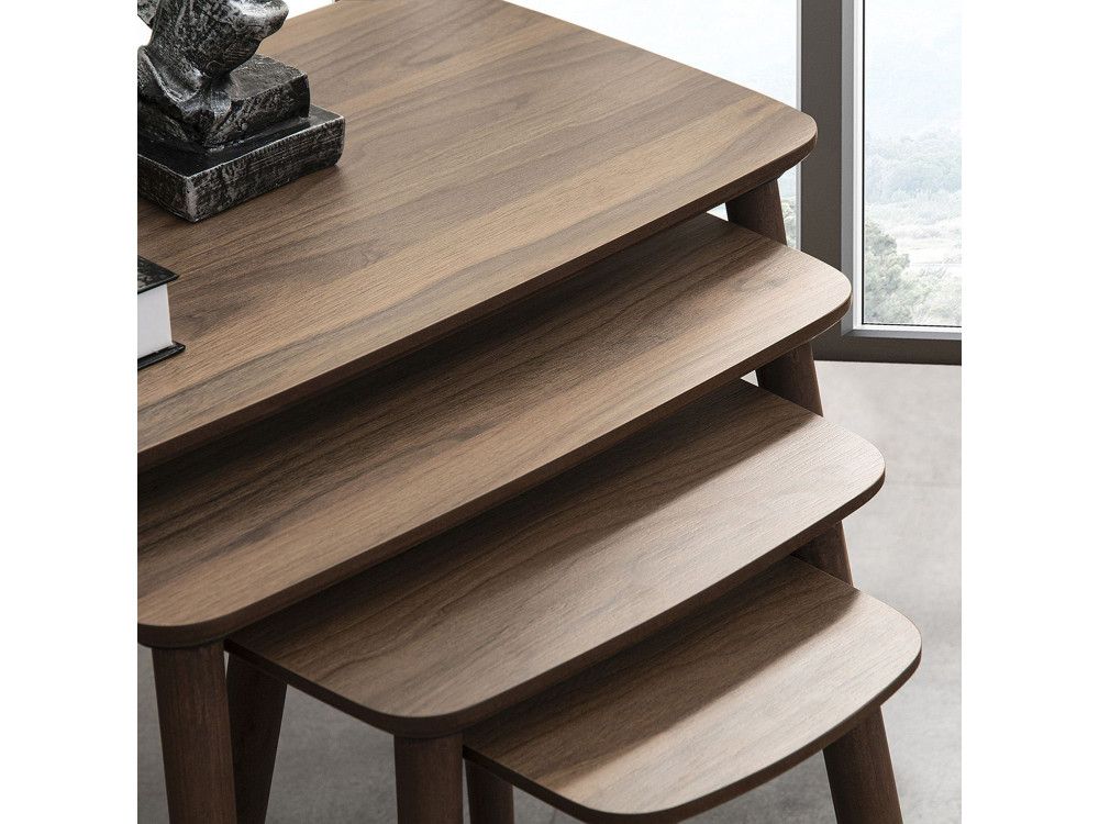 Mesa nido de madera "Luci" 4 piezas 70 x 40 x 55 cm - Nogal