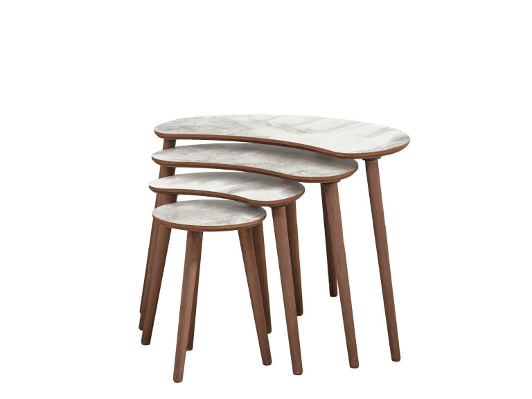 Mesa nido de madera "Moon" (4 piezas) 40 x 75 x 55 cm - Blanco
