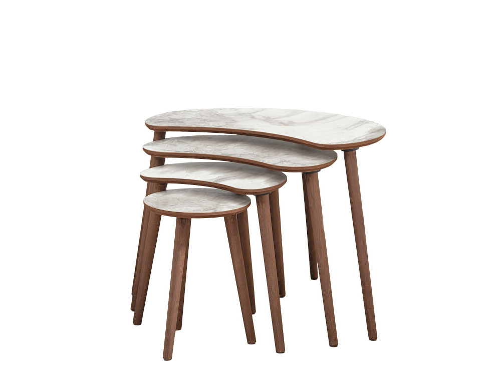 Mesa nido de madera "Moon" (4 piezas) 40 x 75 x 55 cm - Blanco