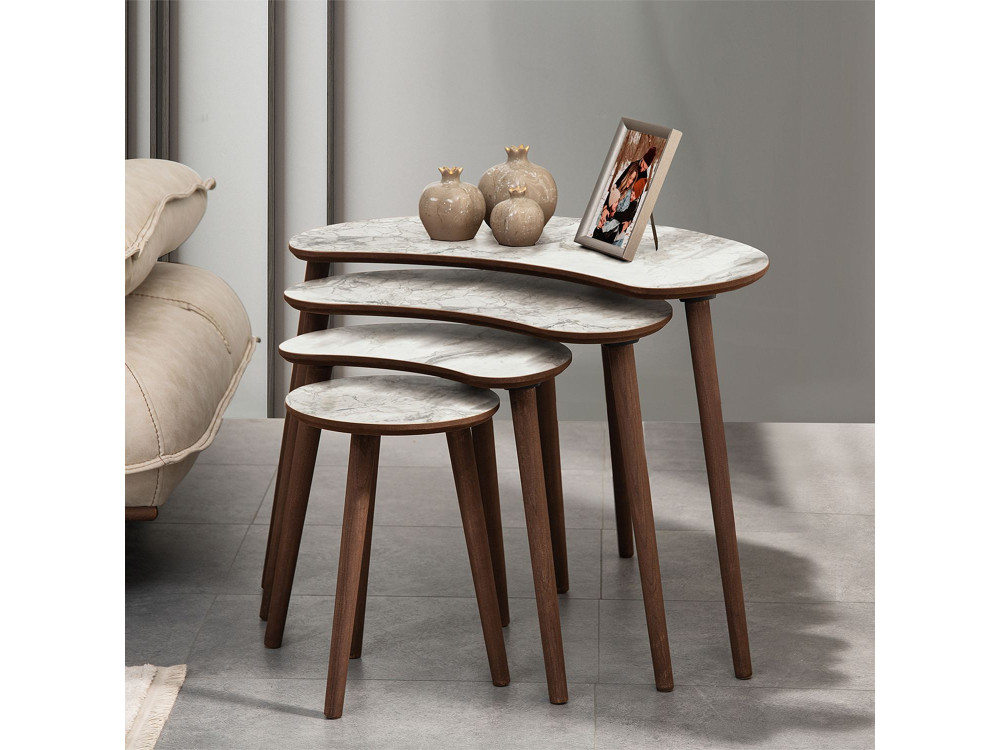 Mesa nido de madera "Moon" (4 piezas) 40 x 75 x 55 cm - Blanco