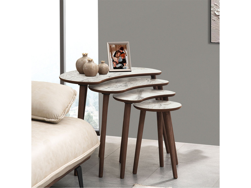 Mesa nido de madera "Moon" (4 piezas) 40 x 75 x 55 cm - Blanco