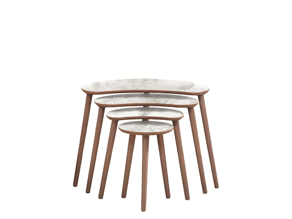 Mesa nido de madera "Moon" (4 piezas) 40 x 75 x 55 cm - Blanco
