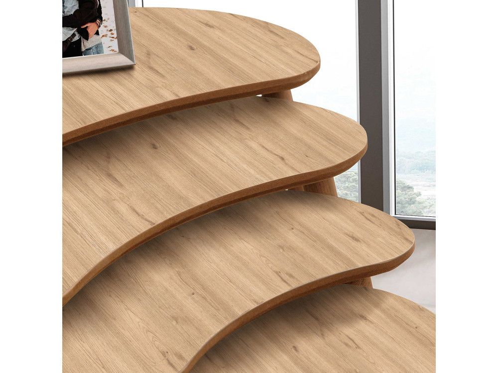 Mesa nido de madera "Moon" (4 piezas) 40 x 75 x 55 cm - Roble