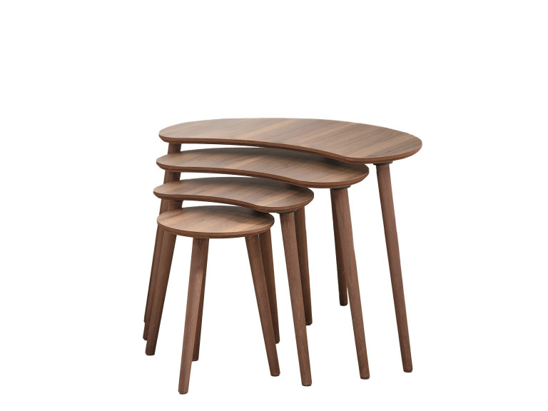 Mesa nido de madera "Moon" (4 piezas) 40 x 75 x 55 cm - Nogal