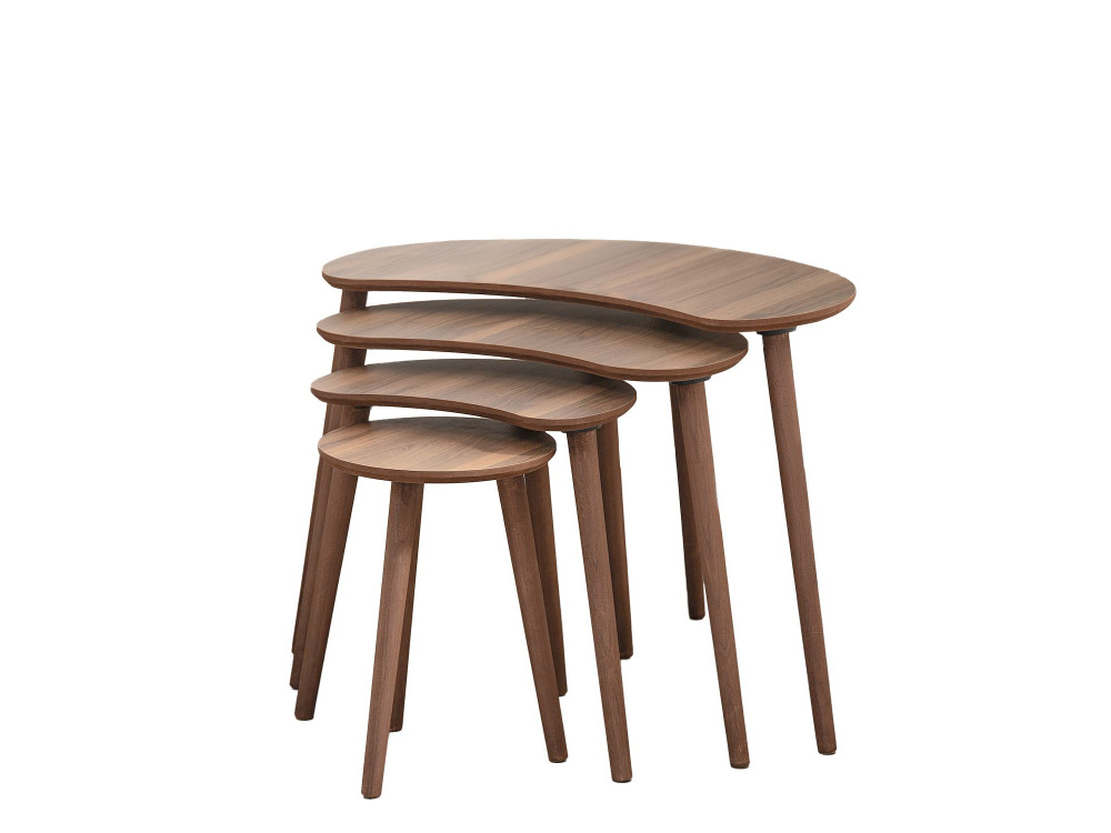 Mesa nido de madera "Moon" (4 piezas) 40 x 75 x 55 cm - Nogal