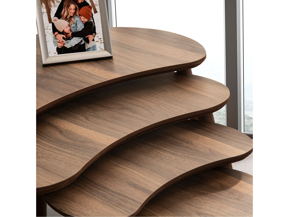 Mesa nido de madera "Moon" (4 piezas) 40 x 75 x 55 cm - Nogal