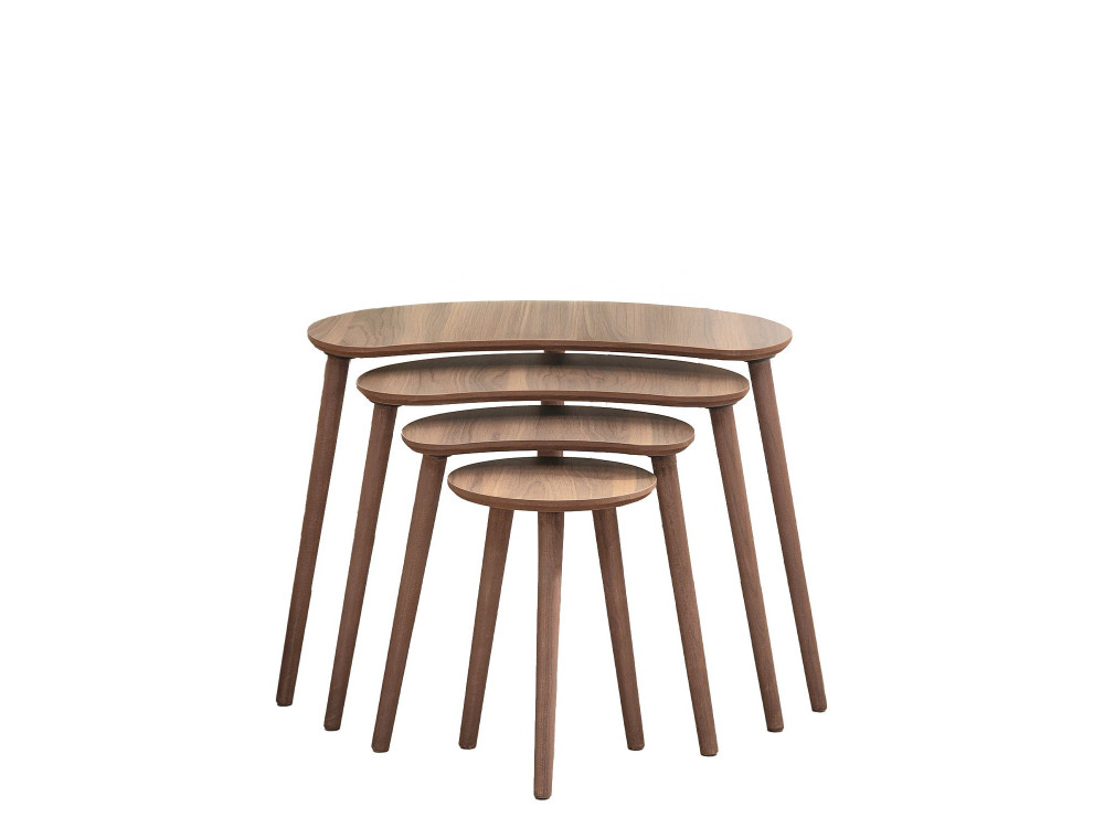 Mesa nido de madera "Moon" (4 piezas) 40 x 75 x 55 cm - Nogal