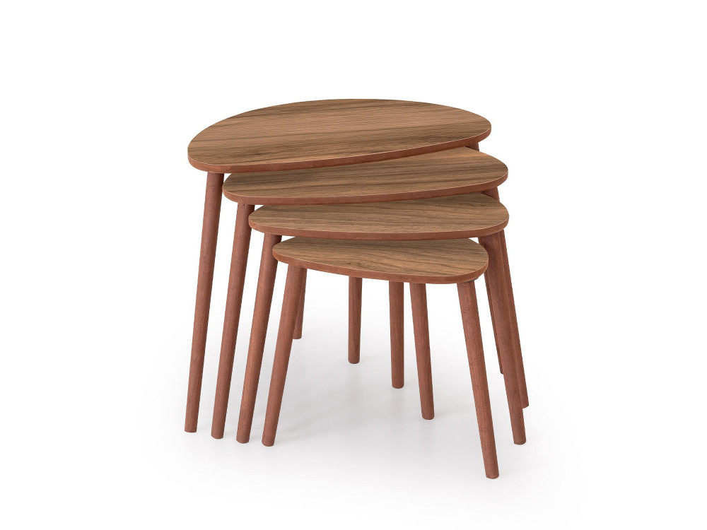 Mesa nido de madera "Nora" 4 piezas 68 x 45 x 55 cm - Nogal