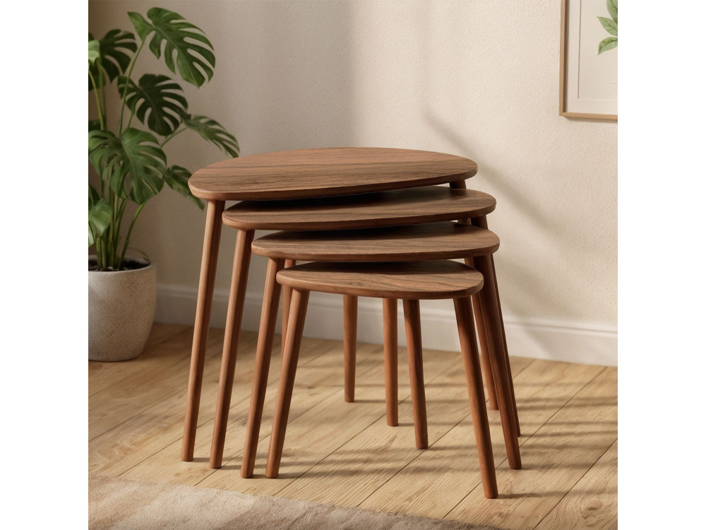 Mesa nido de madera "Nora" 4 piezas 68 x 45 x 55 cm - Nogal